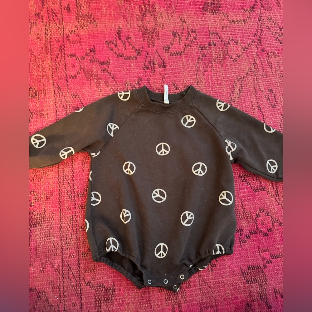 Rylee + Cru Black Peace Symbol Bodysuit